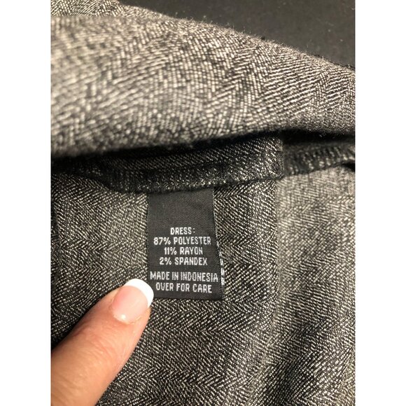 BCX Dress Size 11 Gray Black Cap Sleeve Stylish Shift with Belt - Picture 7 of 9